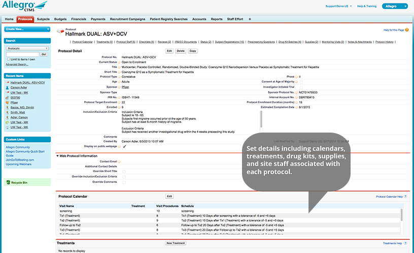 screenshot of Allegro CTMS